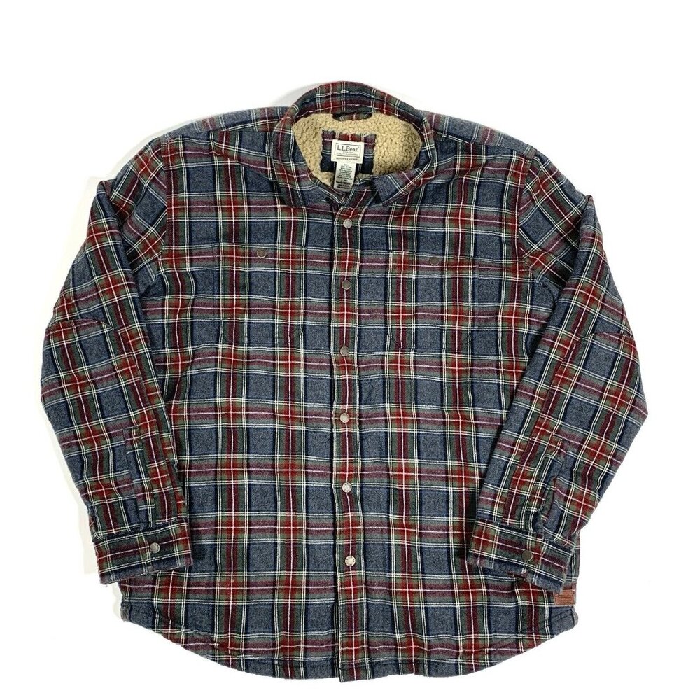 VTG 90s L.L. Bean Men’s Plaid Shearling Lined Jacket Size Large